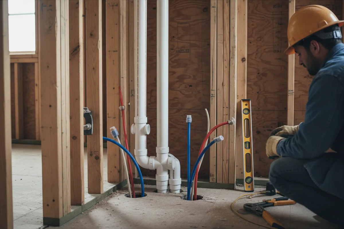 Drain and supply rough-in during Leak Detection in Pontotoc