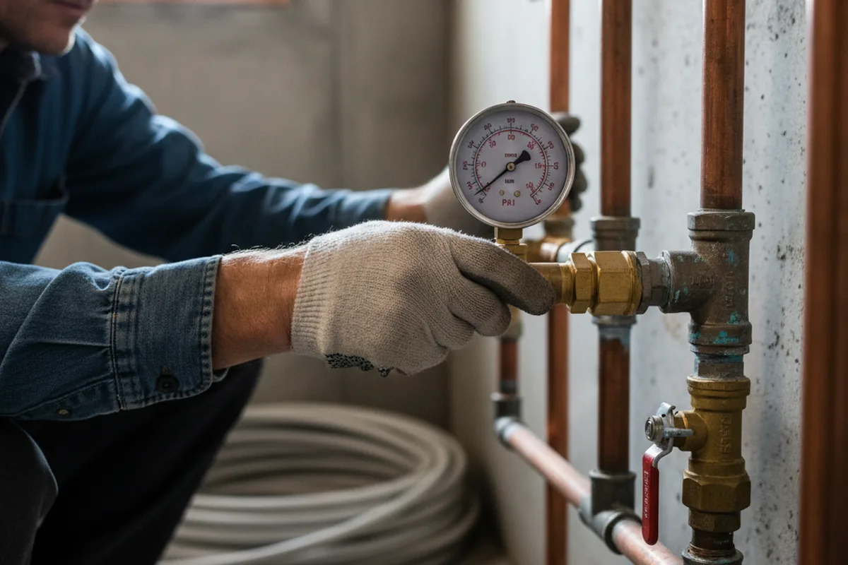 Pressure testing a repaired line during Water Line Repair in Pontotoc